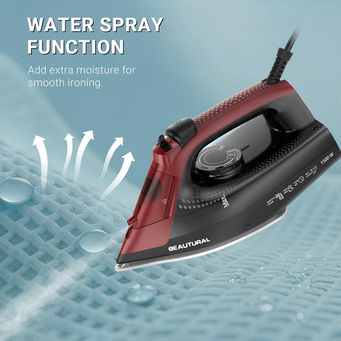 BEAUTURAL steam iron displays 3-way auto shutoff for safety during use.