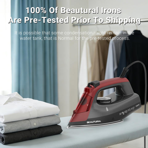 BEAUTURAL steam iron anti-drip system helps prevent water spots on delicate fabrics.