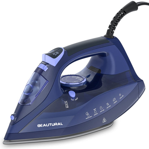 BEAUTURAL Steam Iron with ceramic-coated soleplate glides smoothly for effortless fabric ironing