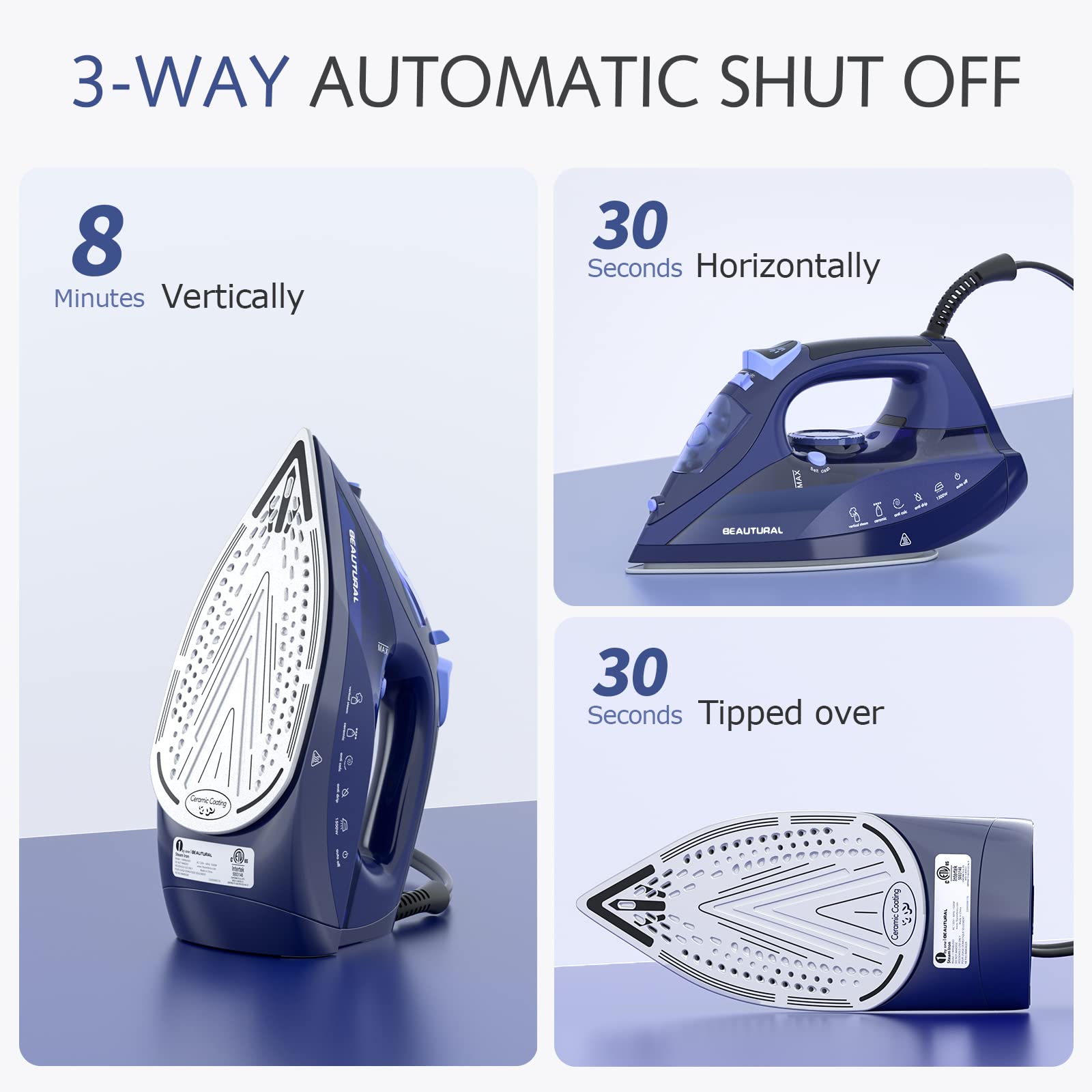 BEAUTURAL Steam Iron self-cleaning anti-calcium design helps maintenance