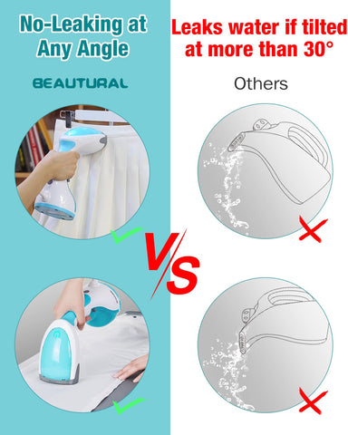 BEAUTURAL steamer 1200-watt-heat-up delivers rapid wrinkle release.