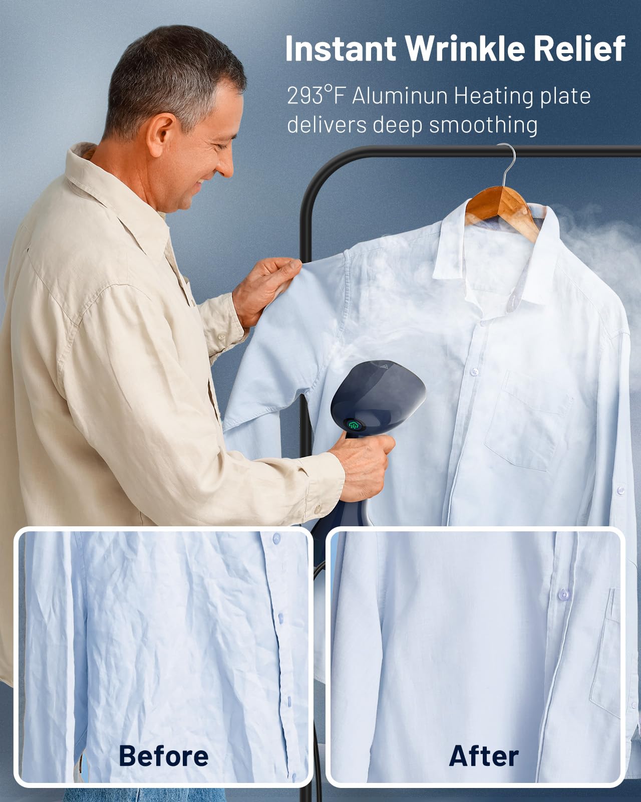 BEAUTURAL steamer features an extra-long 8ft cord for unrestricted movement