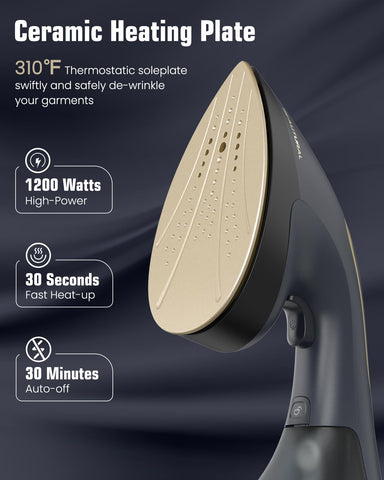 BEAUTURAL steamer with ceramic heating plate for even ironing results