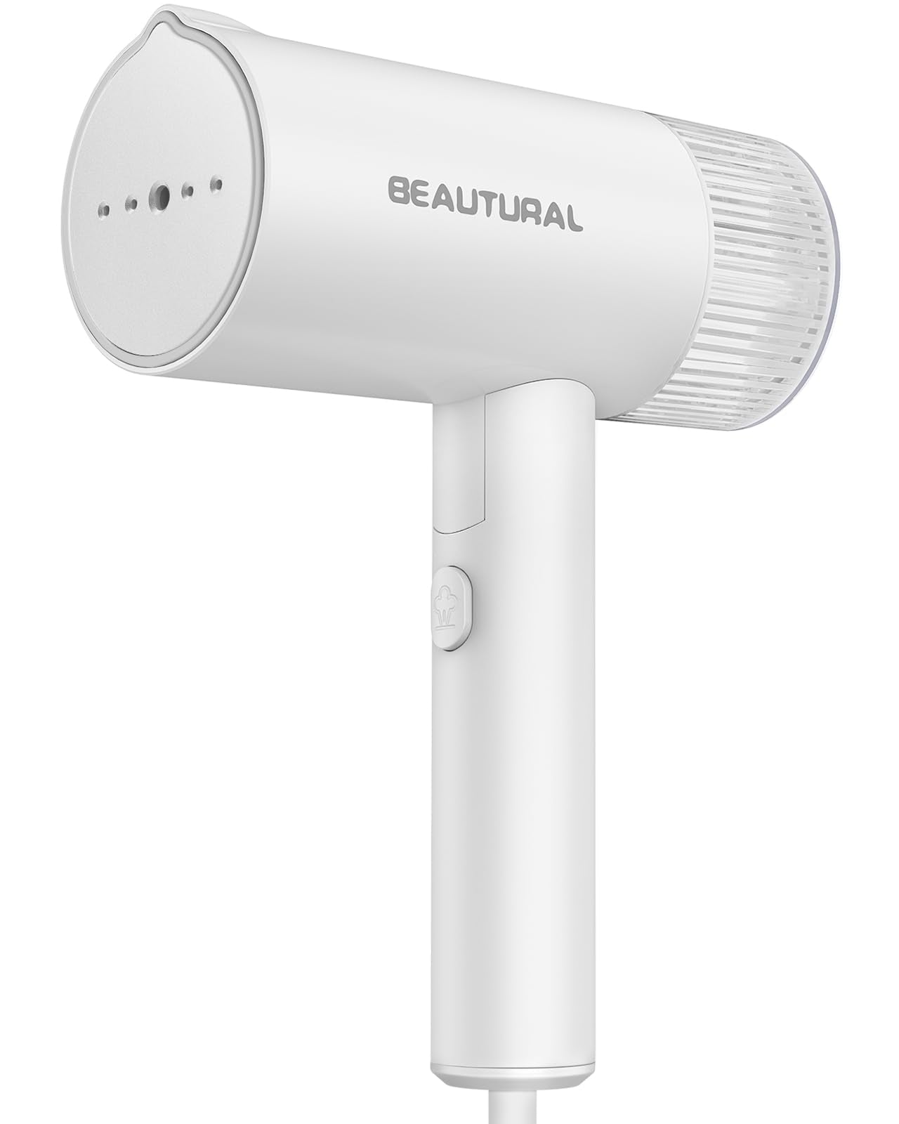 BEAUTURAL steamer in compact fold shows portable travel design for busy wardrobes
