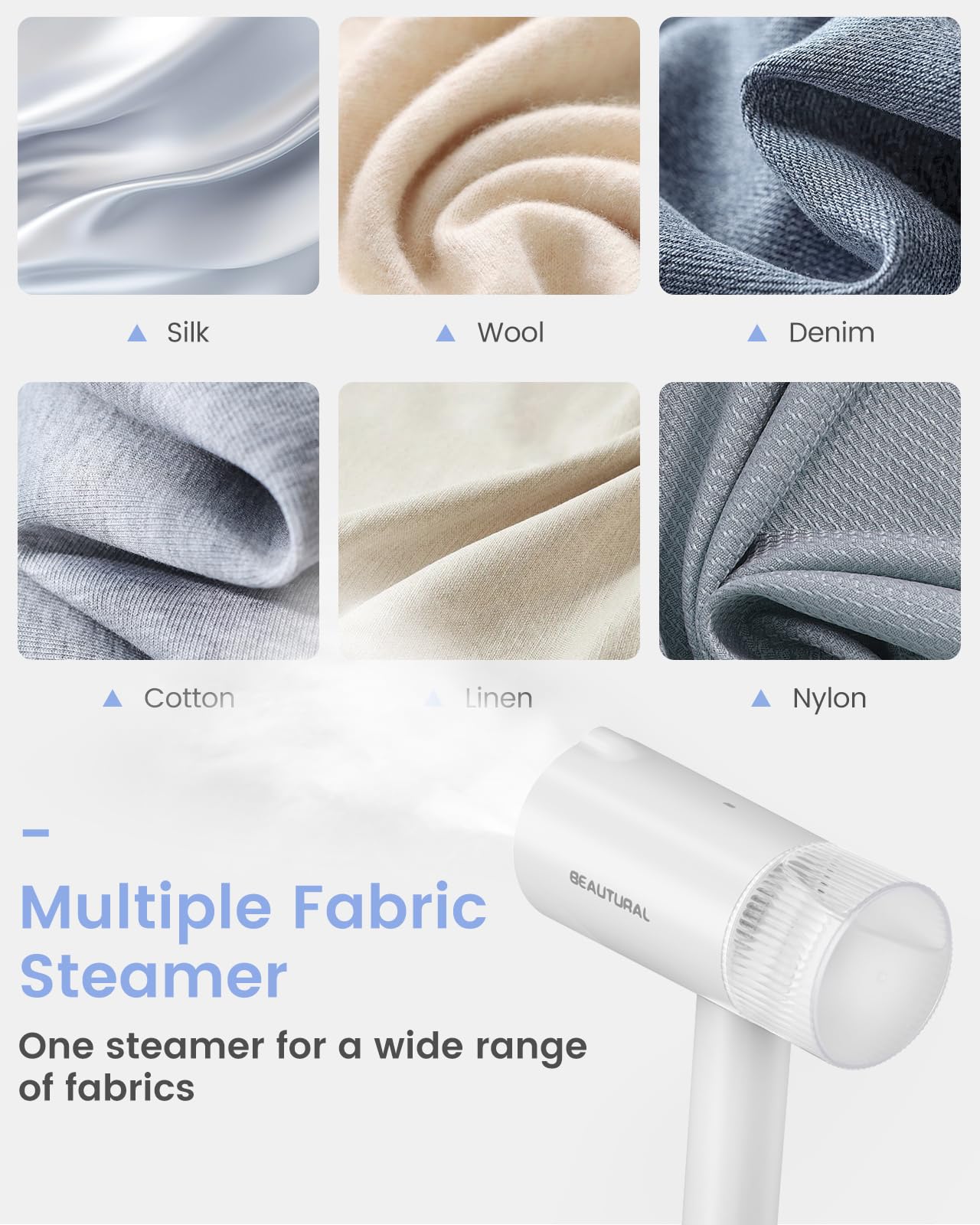 BEAUTURAL steamer is fabric-safe for clothes, curtains, and more