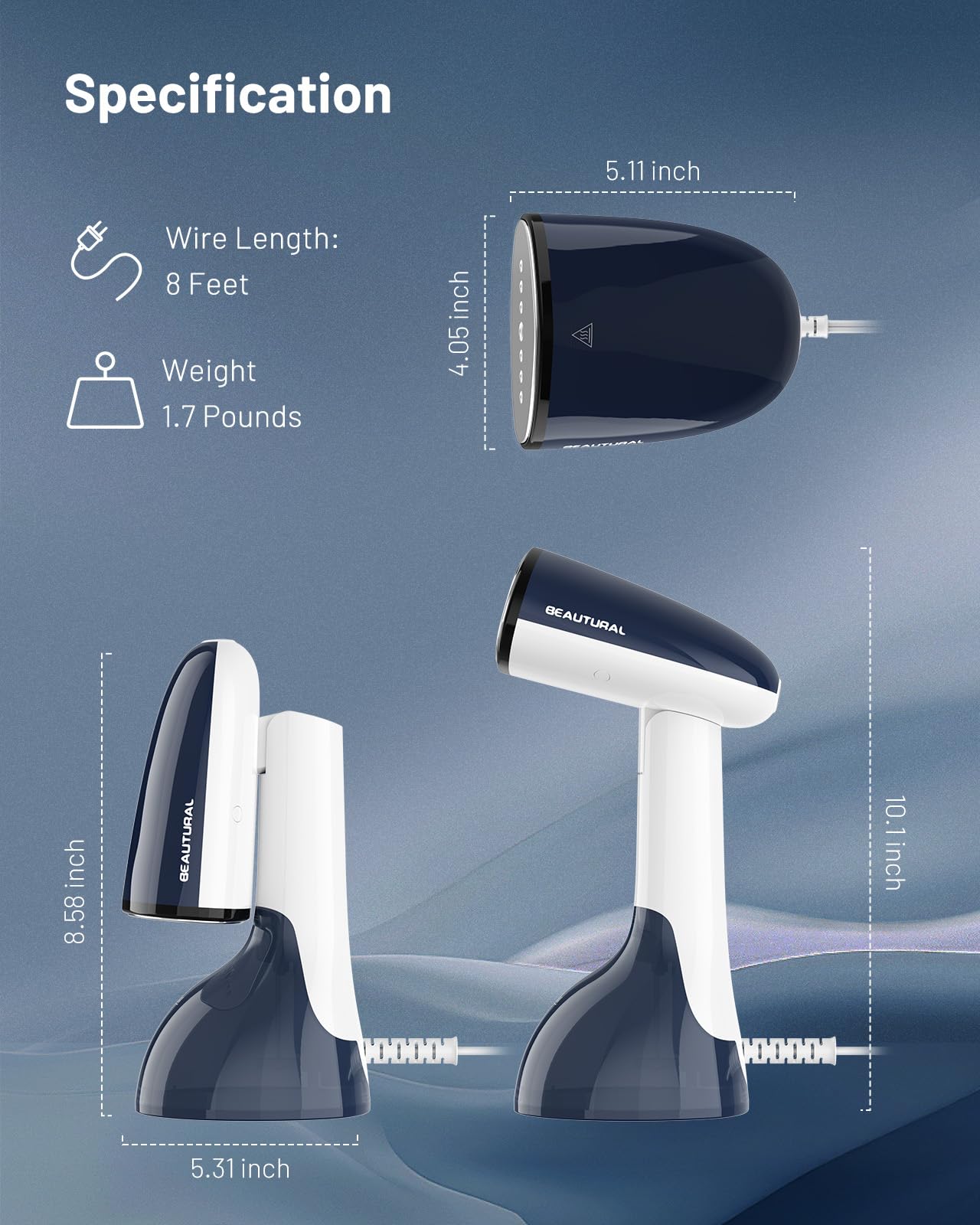 BEAUTURAL portable steamer great for travel and home tasks.