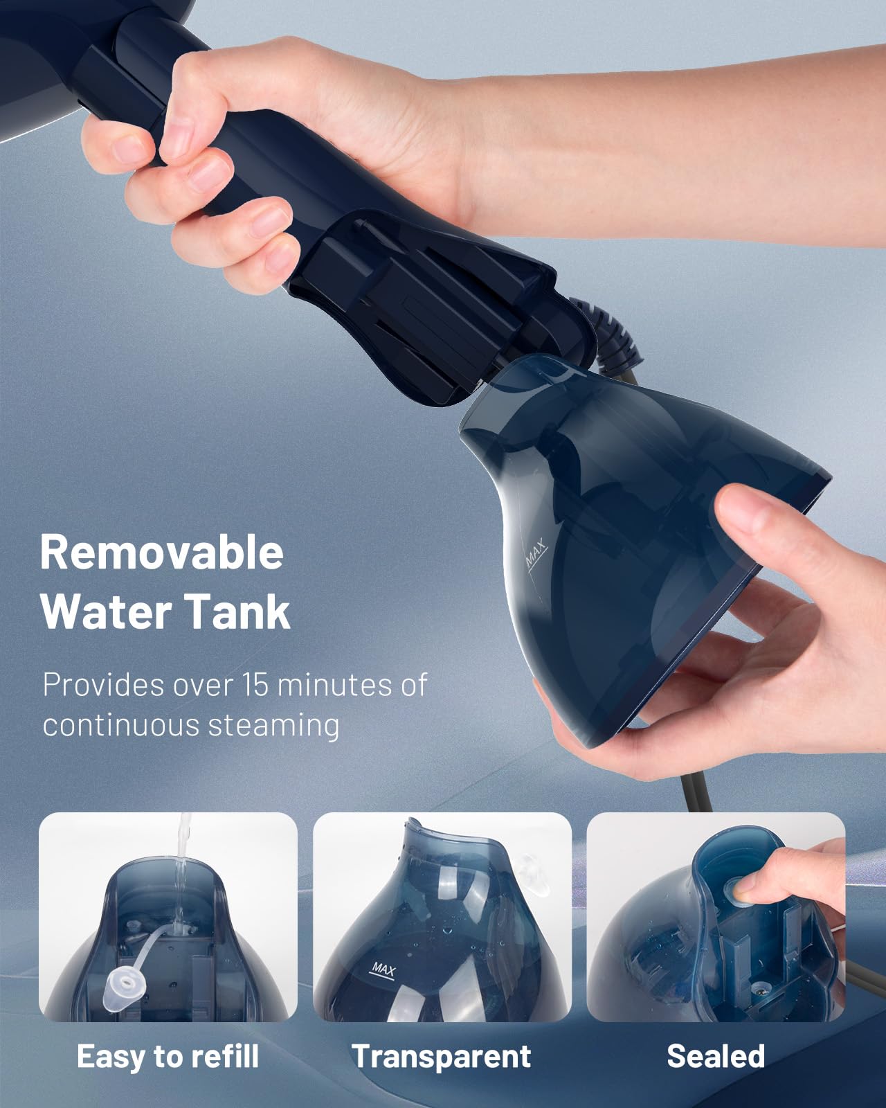 BEAUTURAL steamer uses a leak-proof design for steady steam at any angle