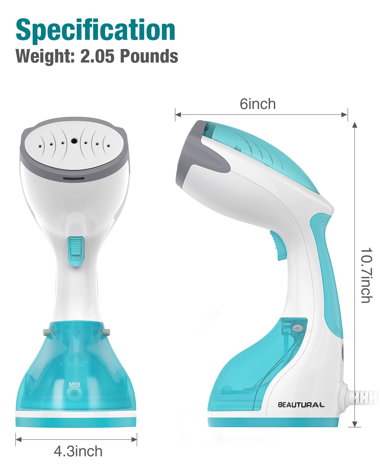 BEAUTURAL steamer soft-cushion-brush-attachment protects delicate fabrics during steaming.