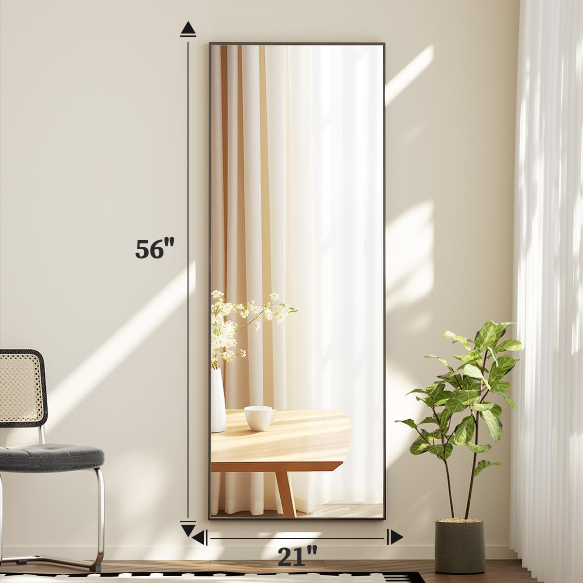 BEAUTYPEAK floor mirror placed in a bedroom dressing area.