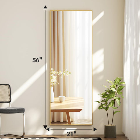 Beautypeak gold frame mirror—ideal for dressing and outfit checks in any room.