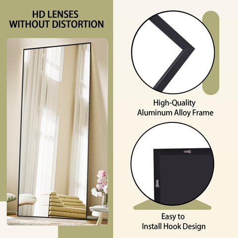 BEAUTYPEAK 71x26 mirror leaning against wall enhances modern decor with spacious reflections