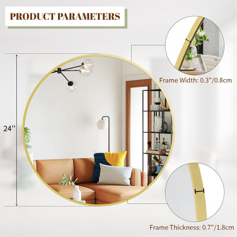 BEAUTYPEAK gold circle mirror in bathroom adds brightness and modern style.