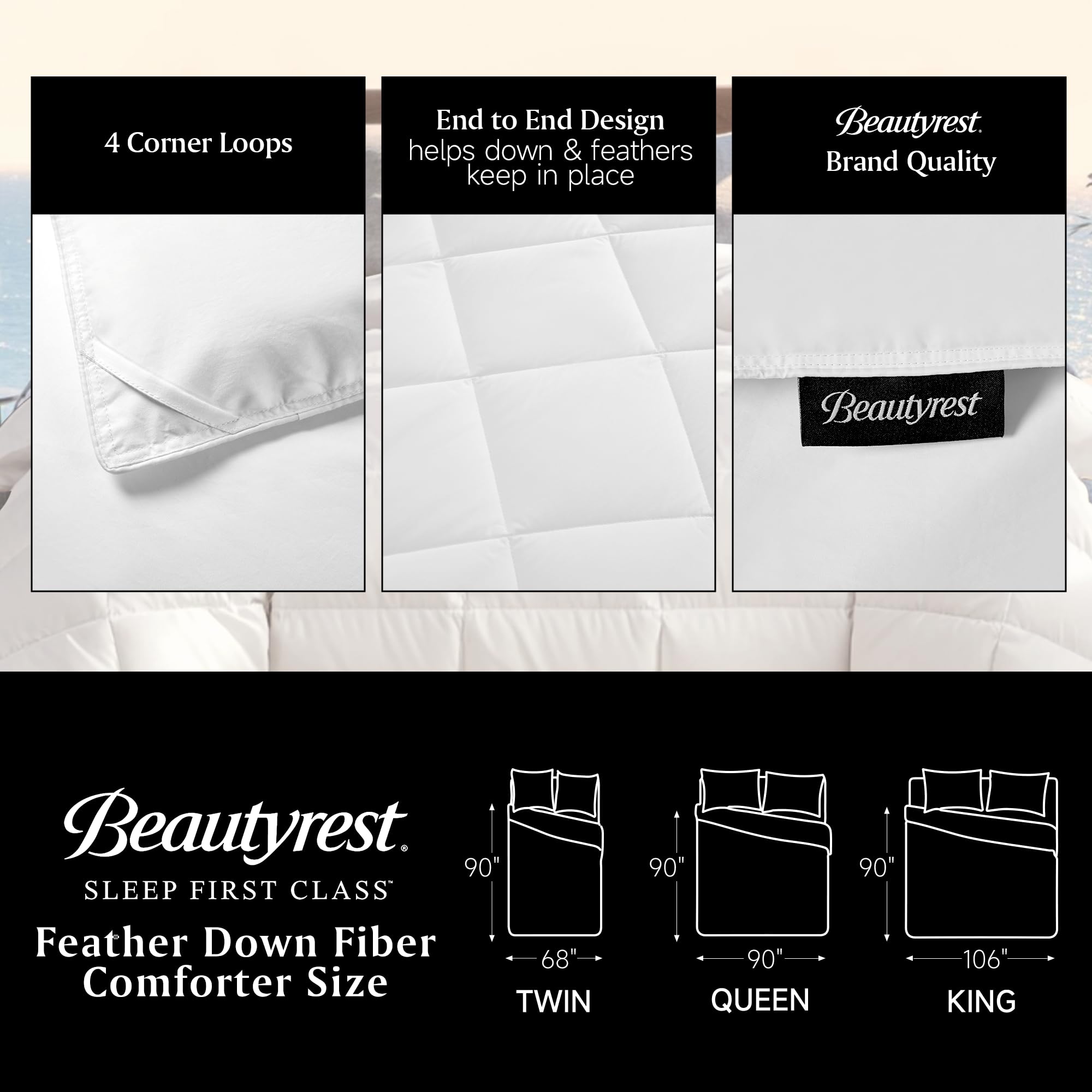 Beautyrest all-season warmth king size duvet insert suitable for year-round comfort.