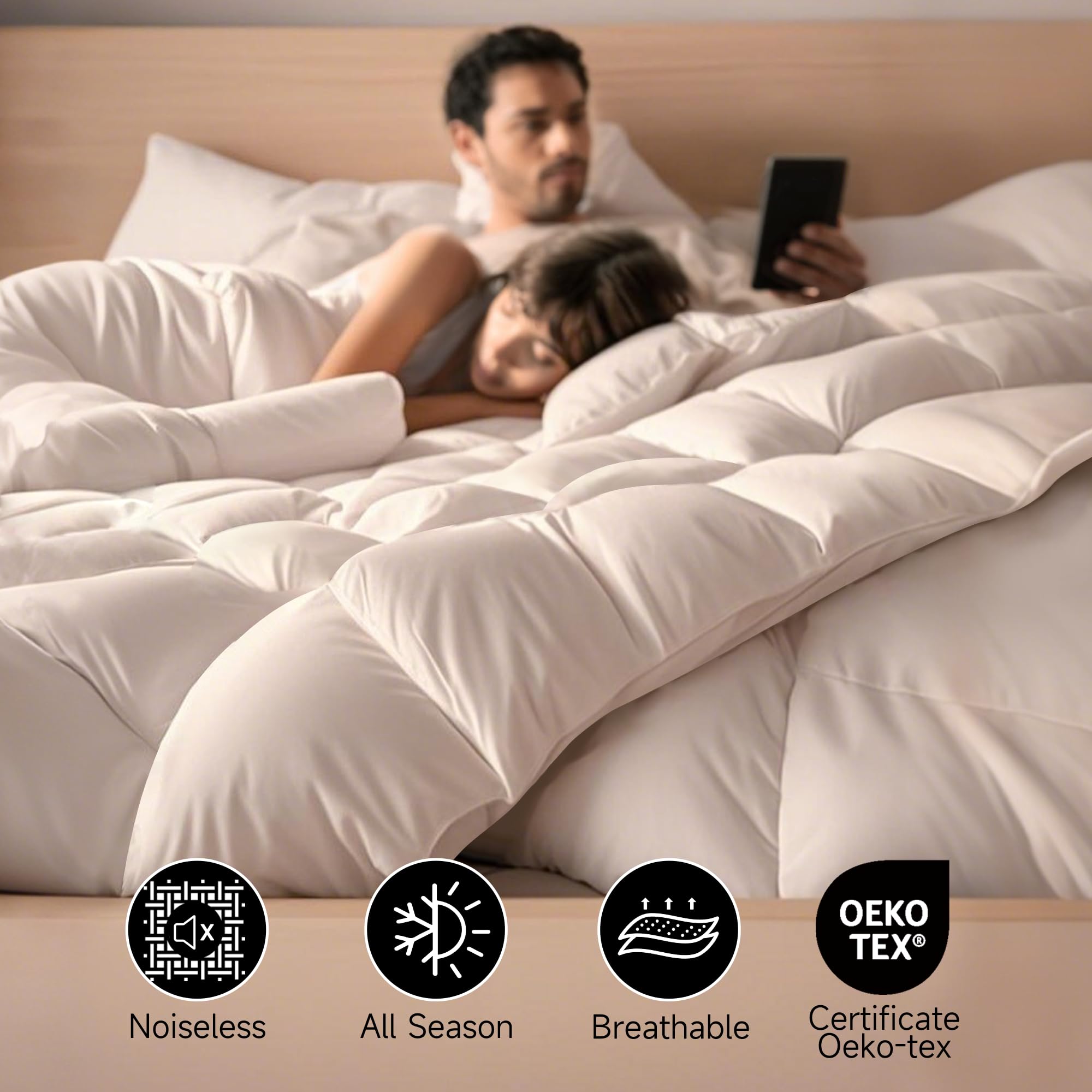 Beautyrest baffle-box stitching detail keeps fill evenly distributed for consistent warmth.