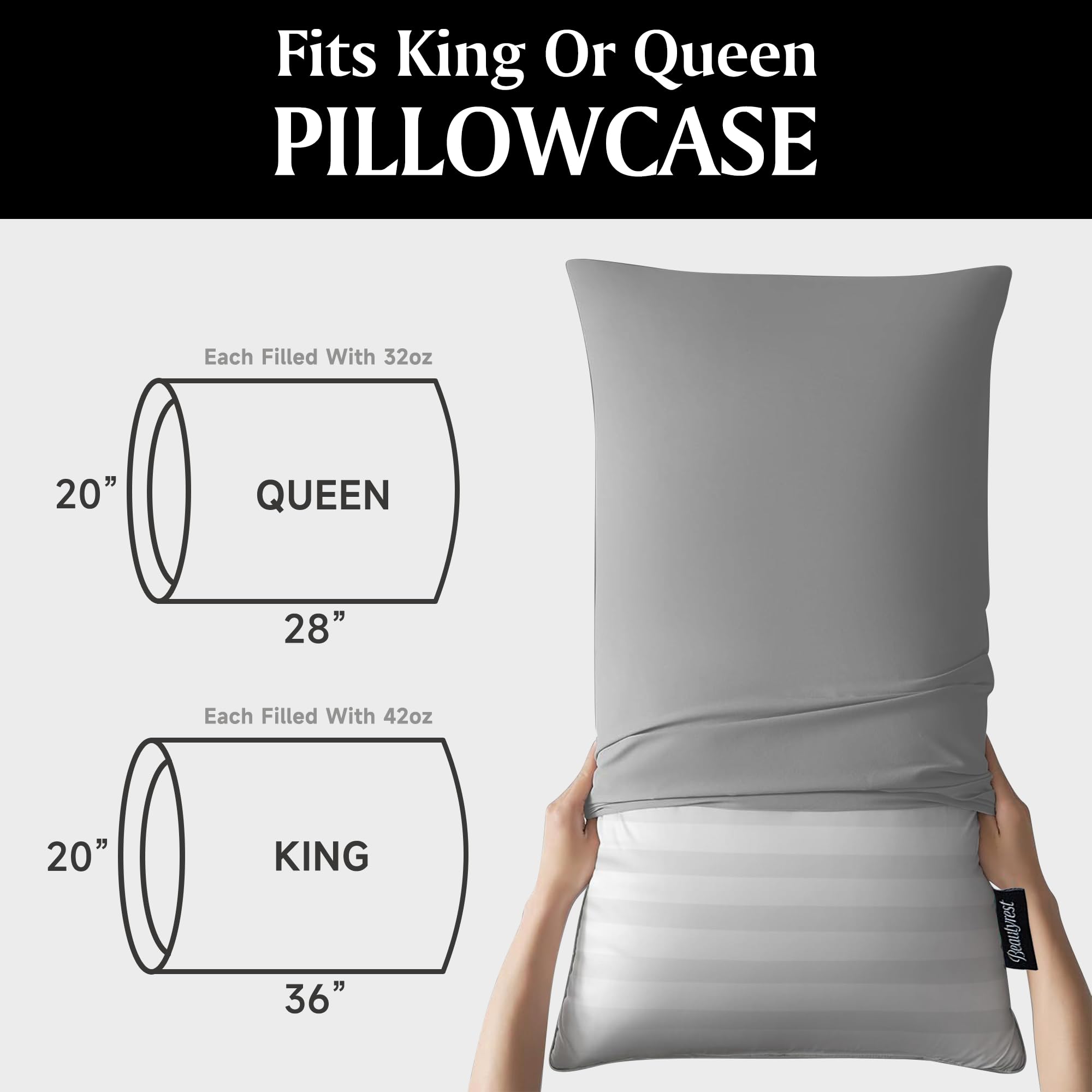 Beautyrest goose feathers pillow side-sleep close-up highlighting durable percale cover