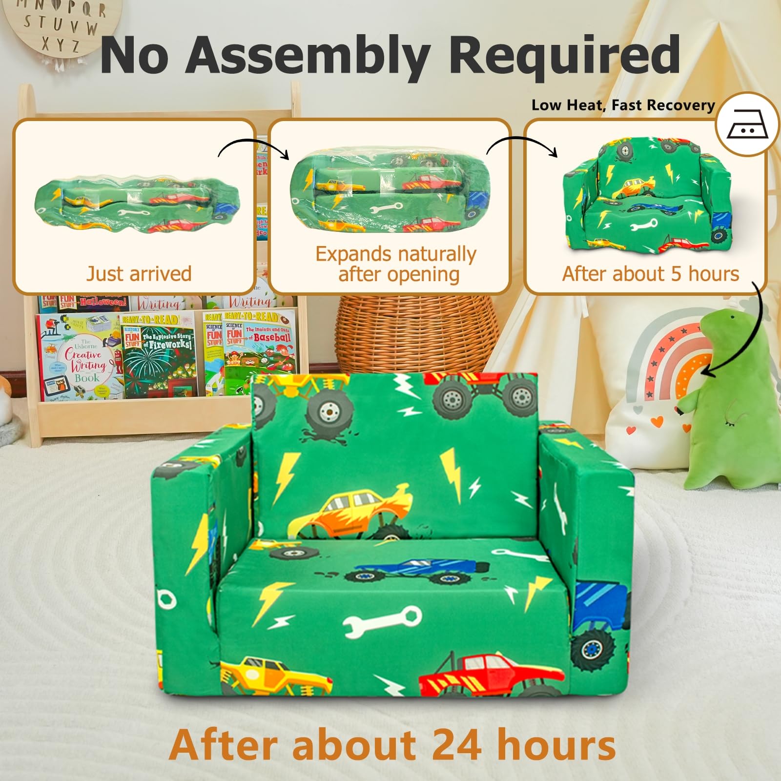 Beavtaens 2-in-1 convertible bed demonstration for relaxing naps.