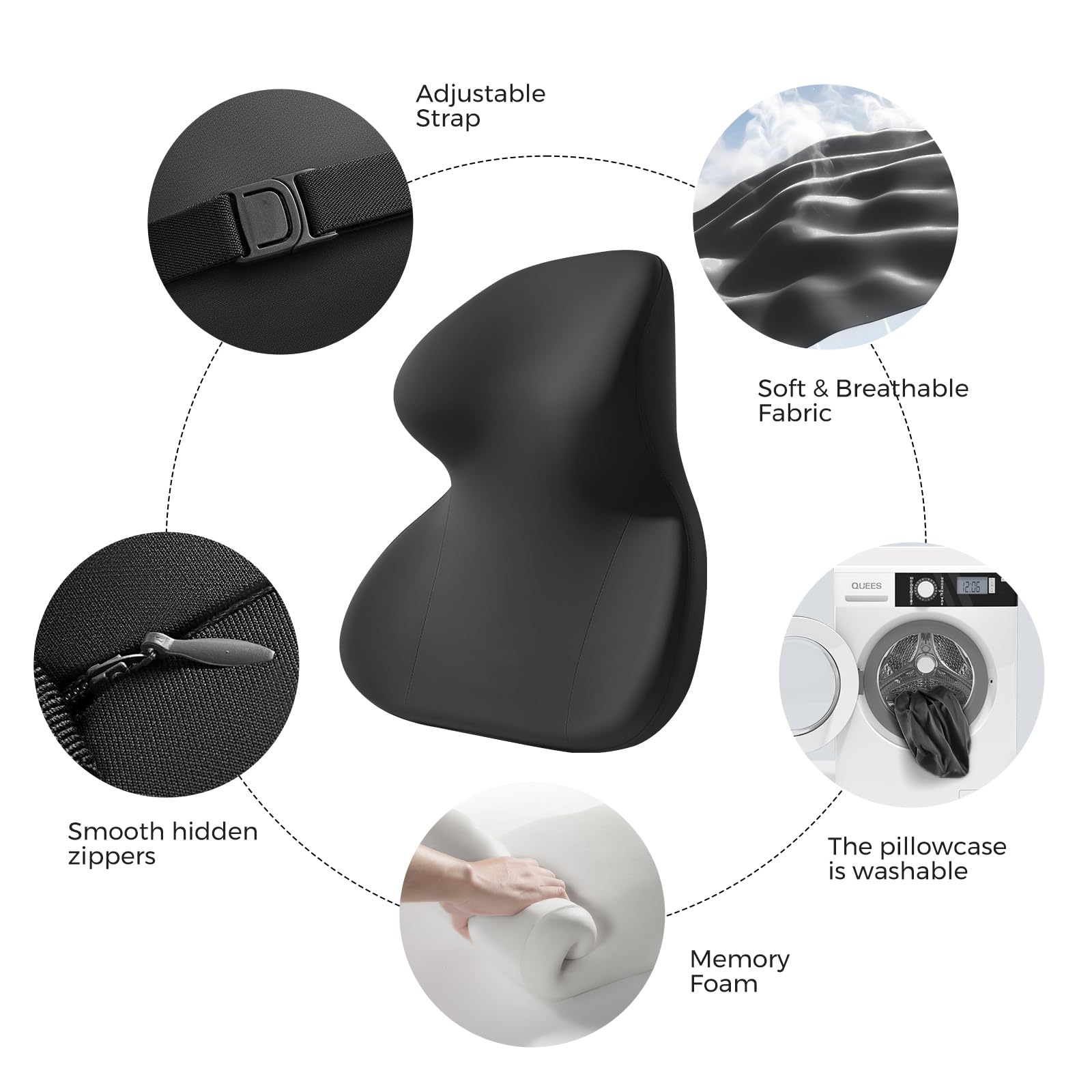 BEBAS enlarged surface showcases wider pillow area for side or back sleepers.