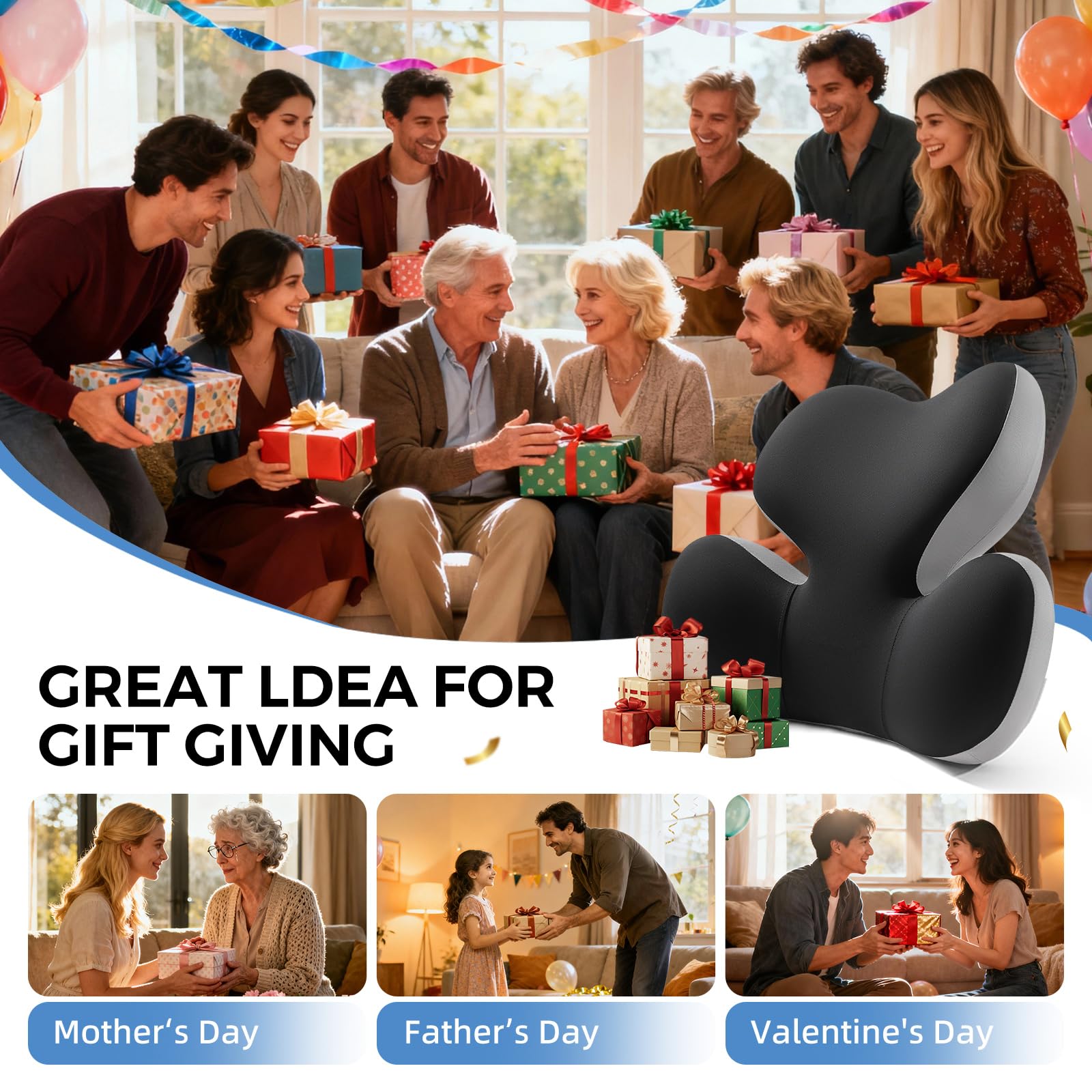 BEBAS portable lumbar cushion easy to carry between car and workspace.