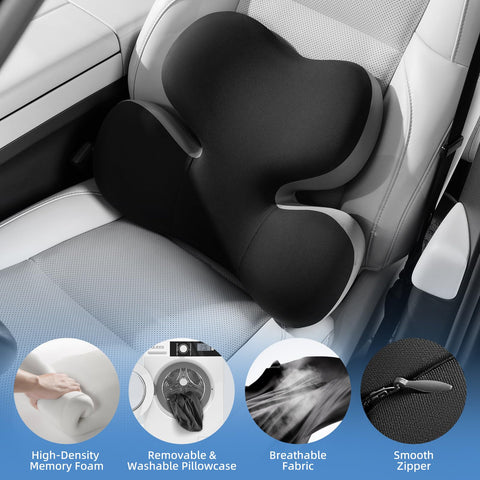 BEBAS versatile back support used in car, office chair, and wheelchair.