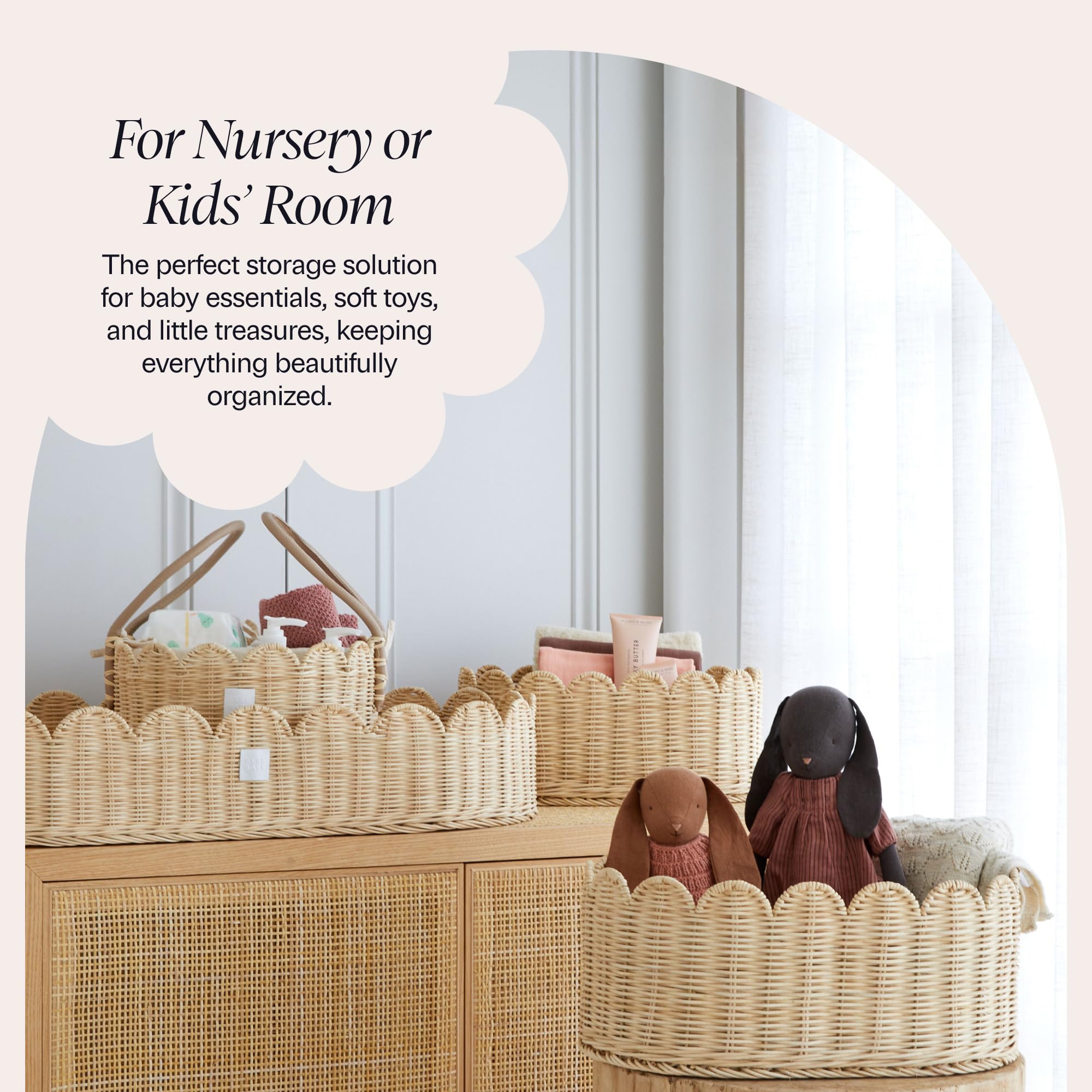 BEBE BASK baby shower gift ready with chic scalloped edges