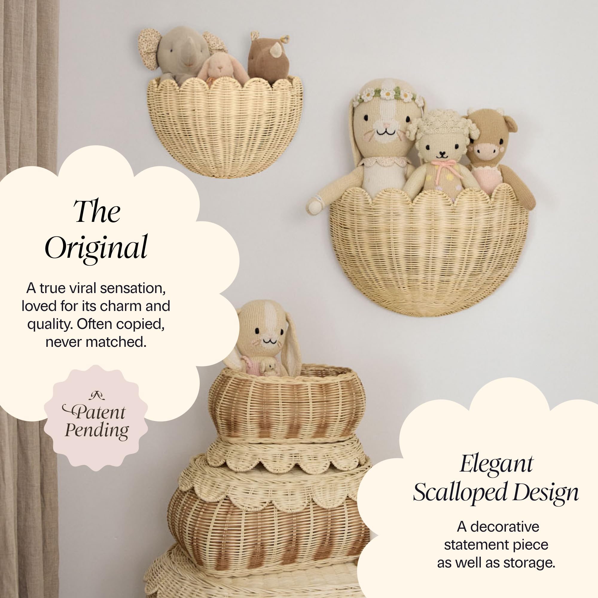 BEBE BASK handwoven rattan texture close up highlights natural artisanal craft.