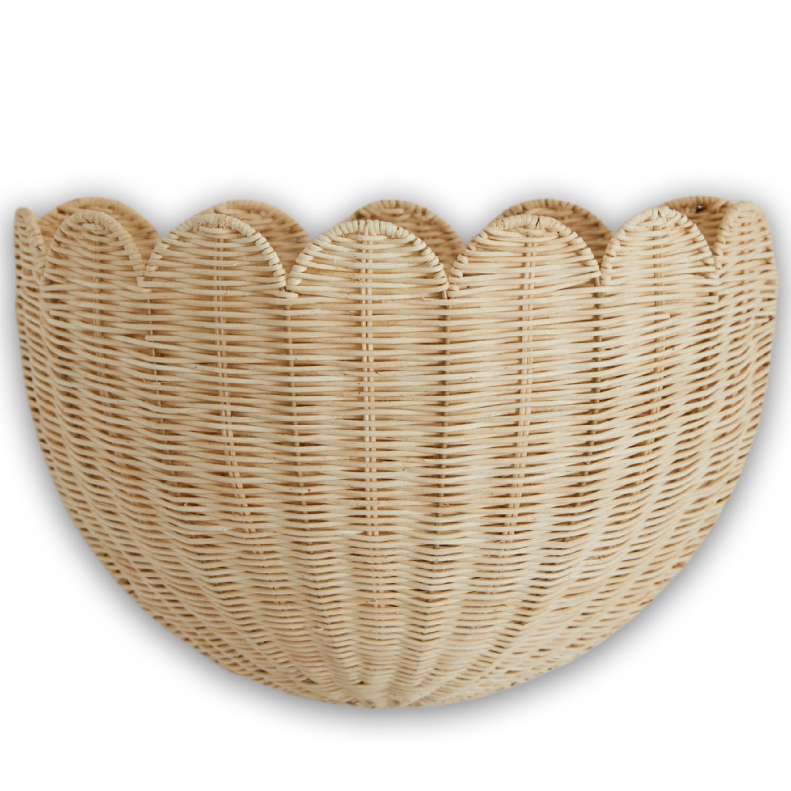 BEBE BASK Lola scalloped wicker wall basket for stylish wall storage