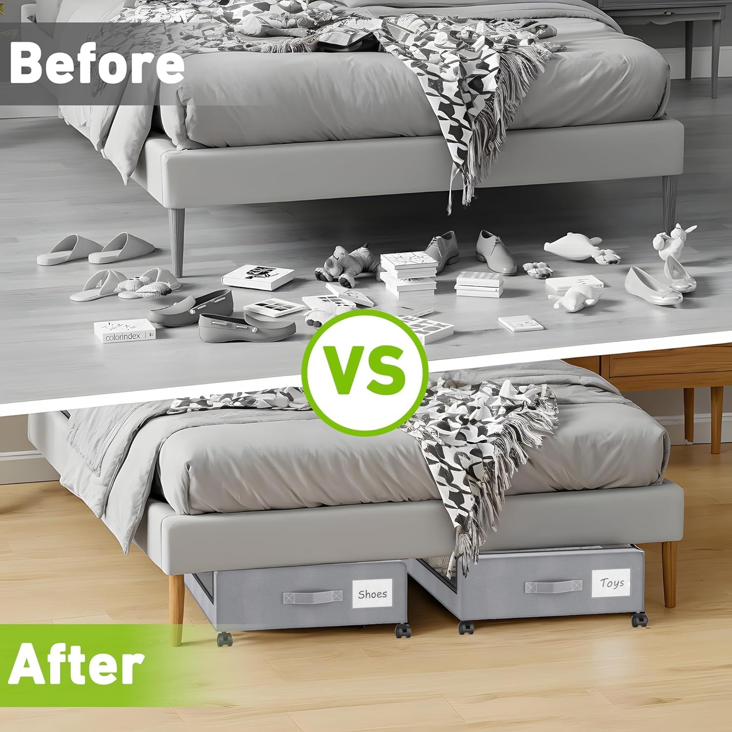 Beborxue easy zipper closure protects contents from dust during storage.