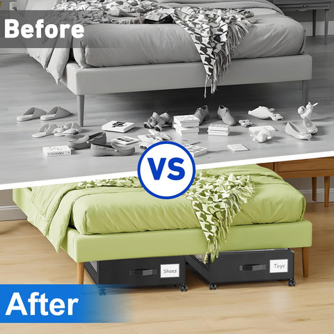 Beborxue rolling under-bed bins organize bedrooms efficiently
