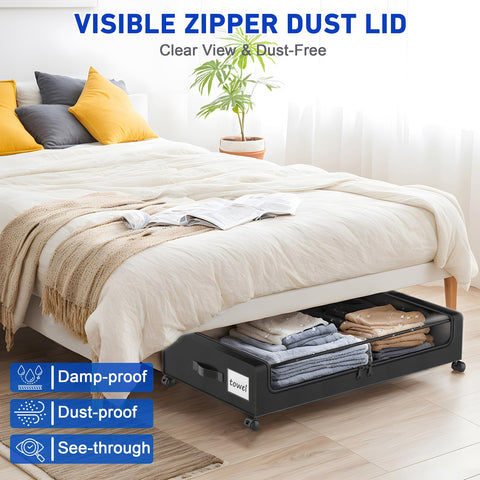 Beborxue under-bed storage 4-pack with easy-install design