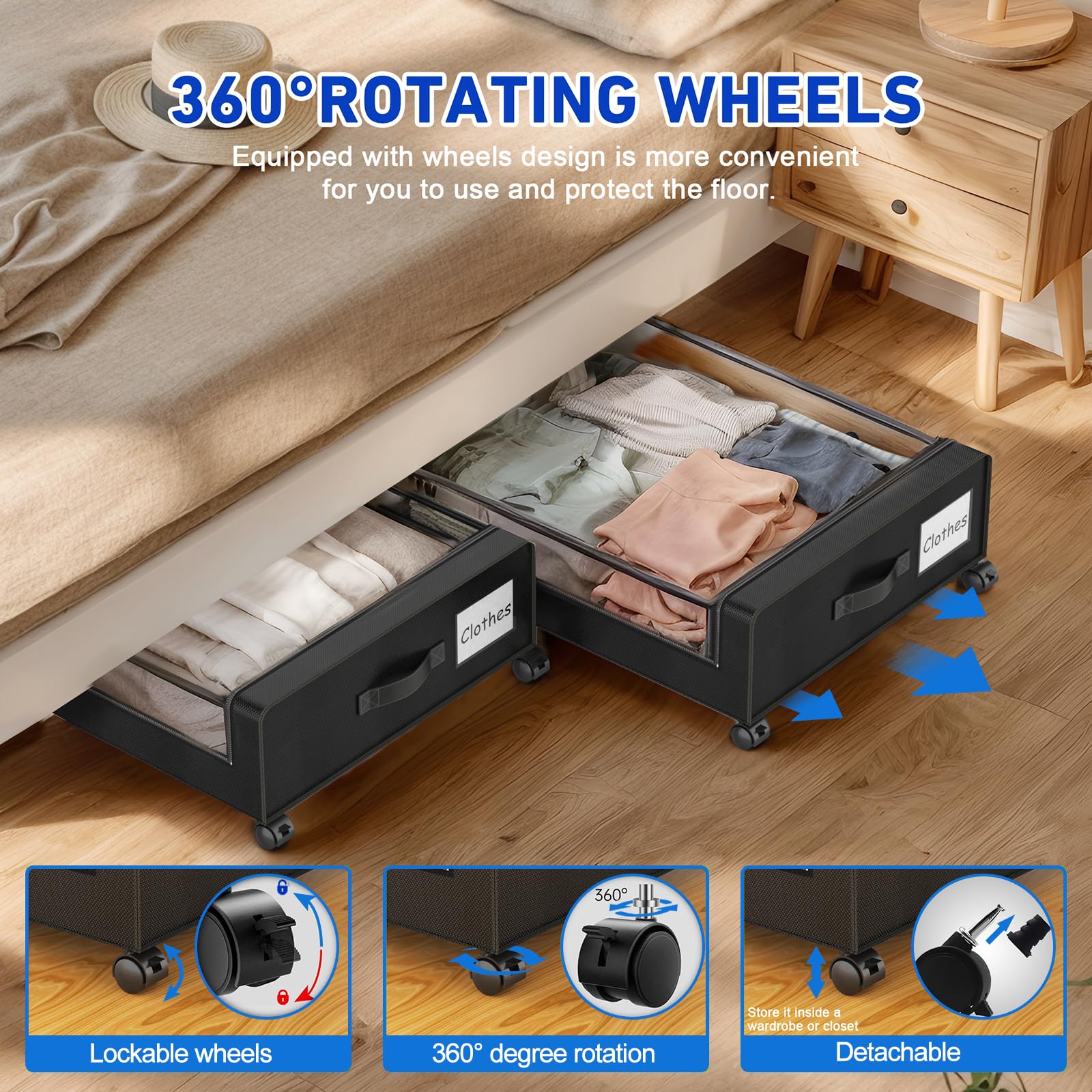 Beborxue under-bed storage labeled design helps quick content identification