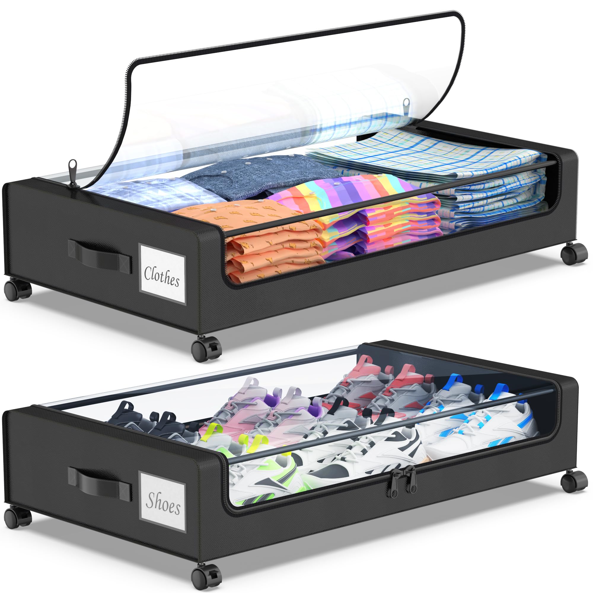 Beborxue under-bed storage with a zippered lid keeps items dust-free