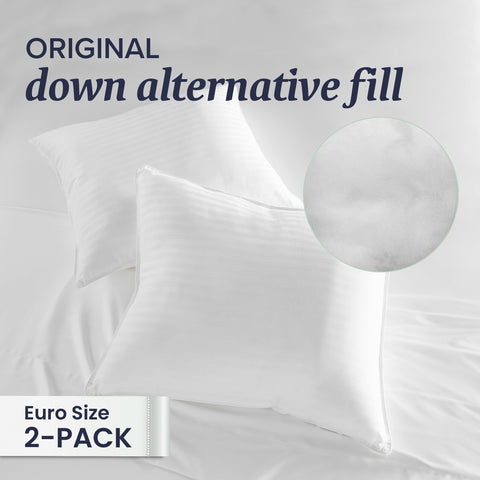 Beckham euro pillow stays fluffy; fluff by hand to maintain loft.