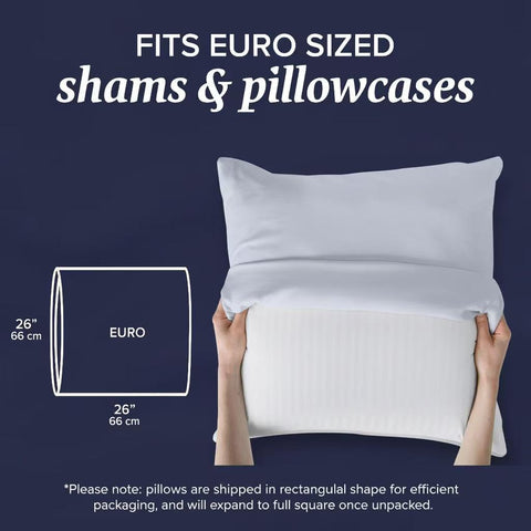 Beckham euro pillow expanding to full square shape after unpacking.