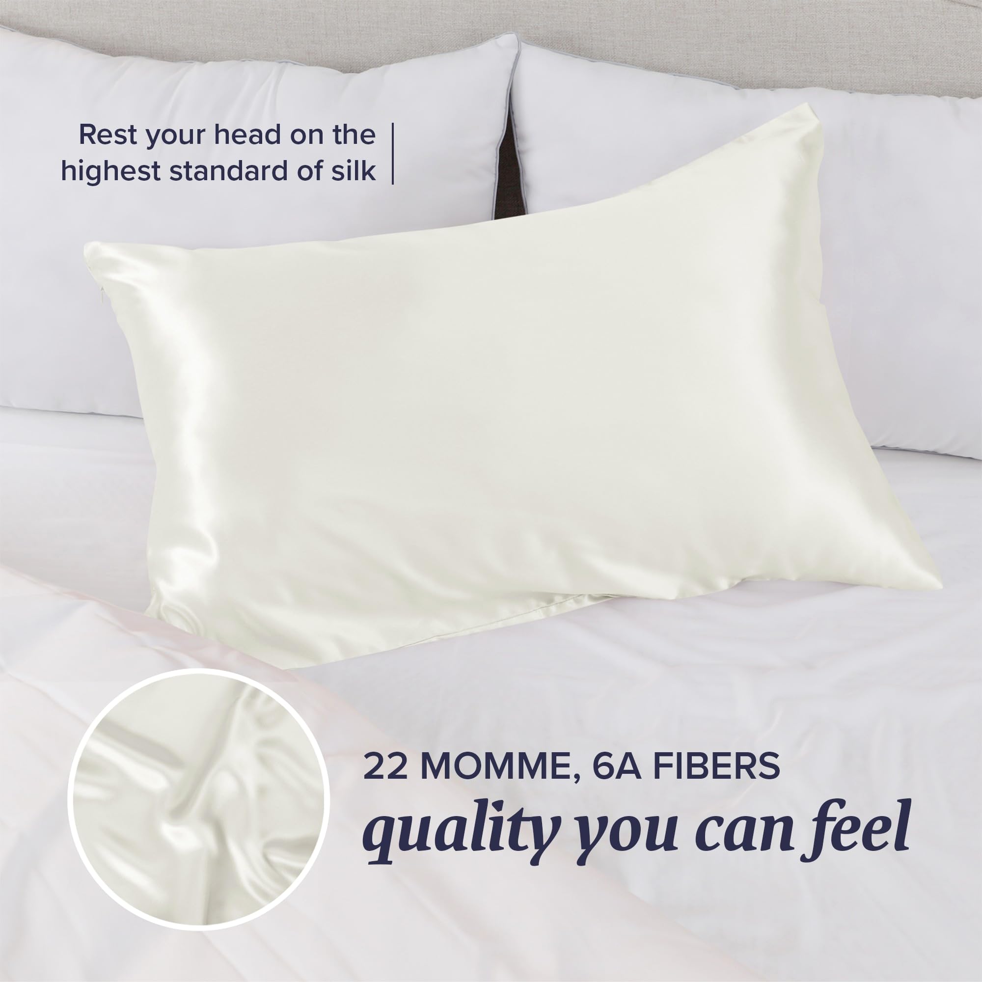 Beckham silk pillow case 22 momme, luxurious texture ideal for restful sleep
