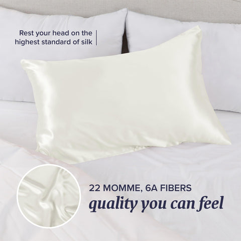 Beckham silk pillow case 22 momme, luxurious texture ideal for restful sleep