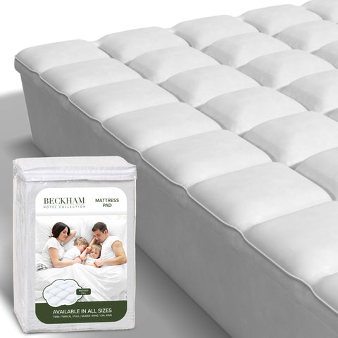 Beckham Hotel Collection California King mattress pad with quilted top for plush protection.