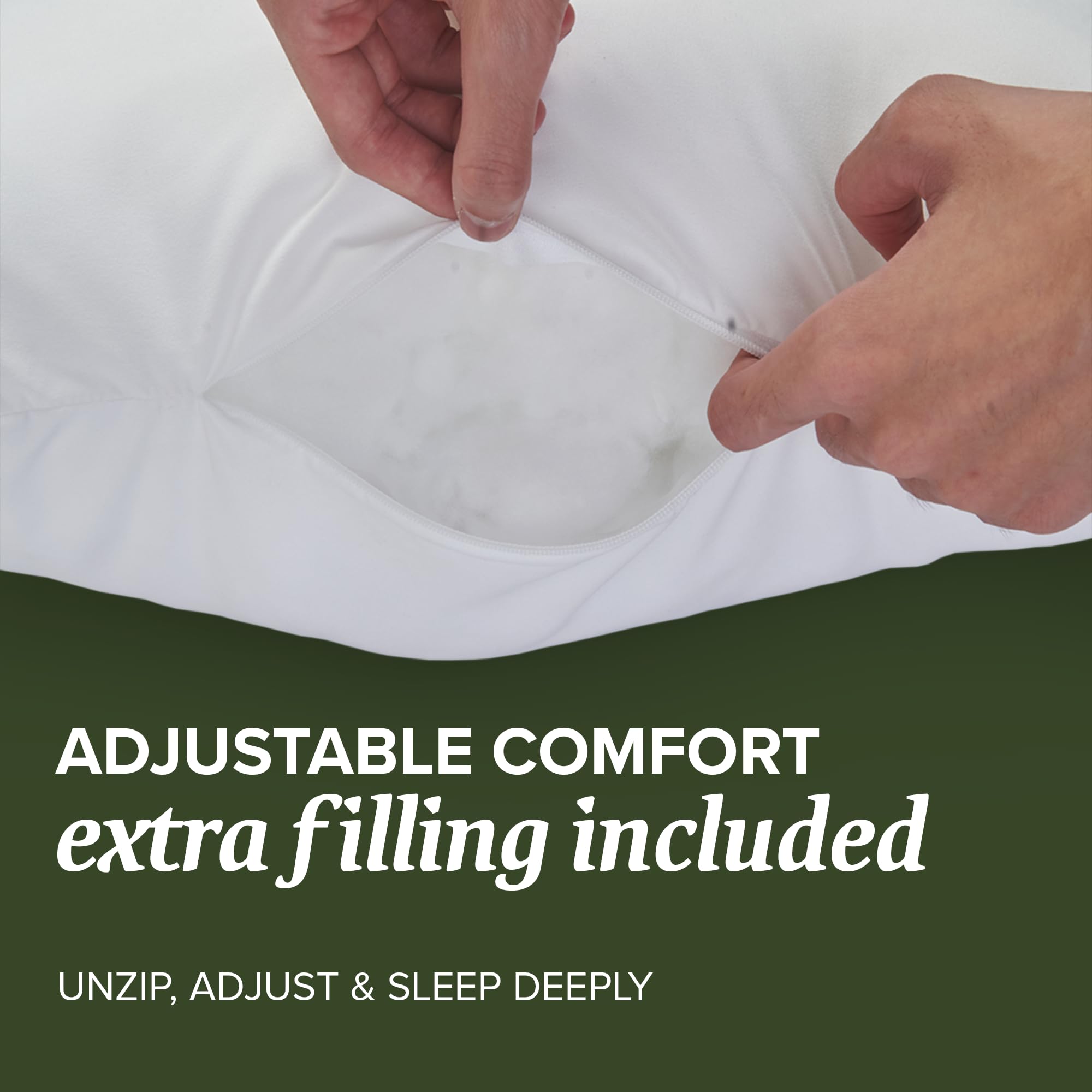 Beckham Hotel Collection down-alternative fiber close-up shows plush, supportive fill