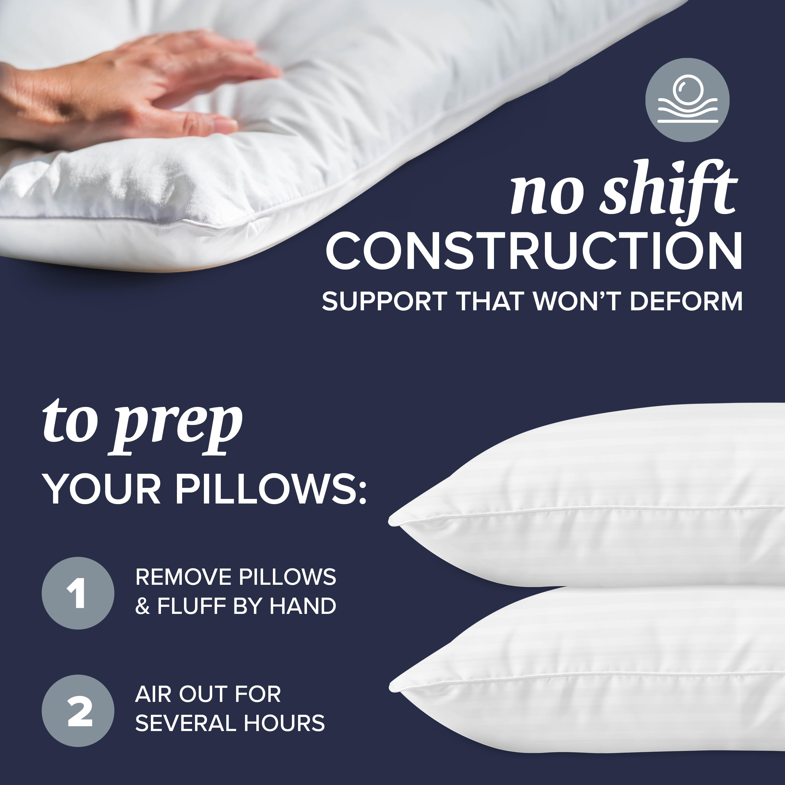 Beckham Hotel Collection down-alternative fill closeup showing plush softness and breathable feel.