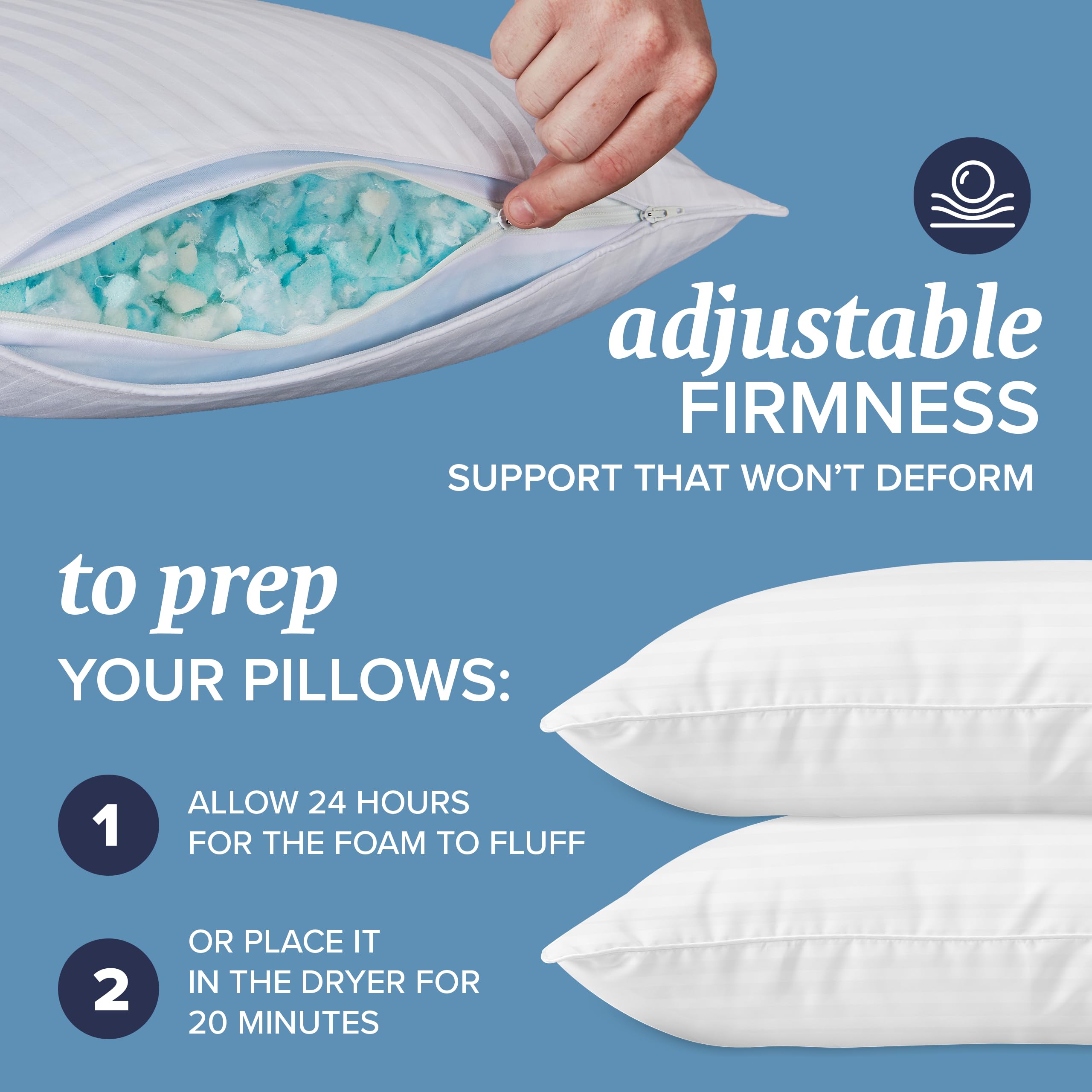 Beckham king-size pillow with cooling foam for hot sleepers