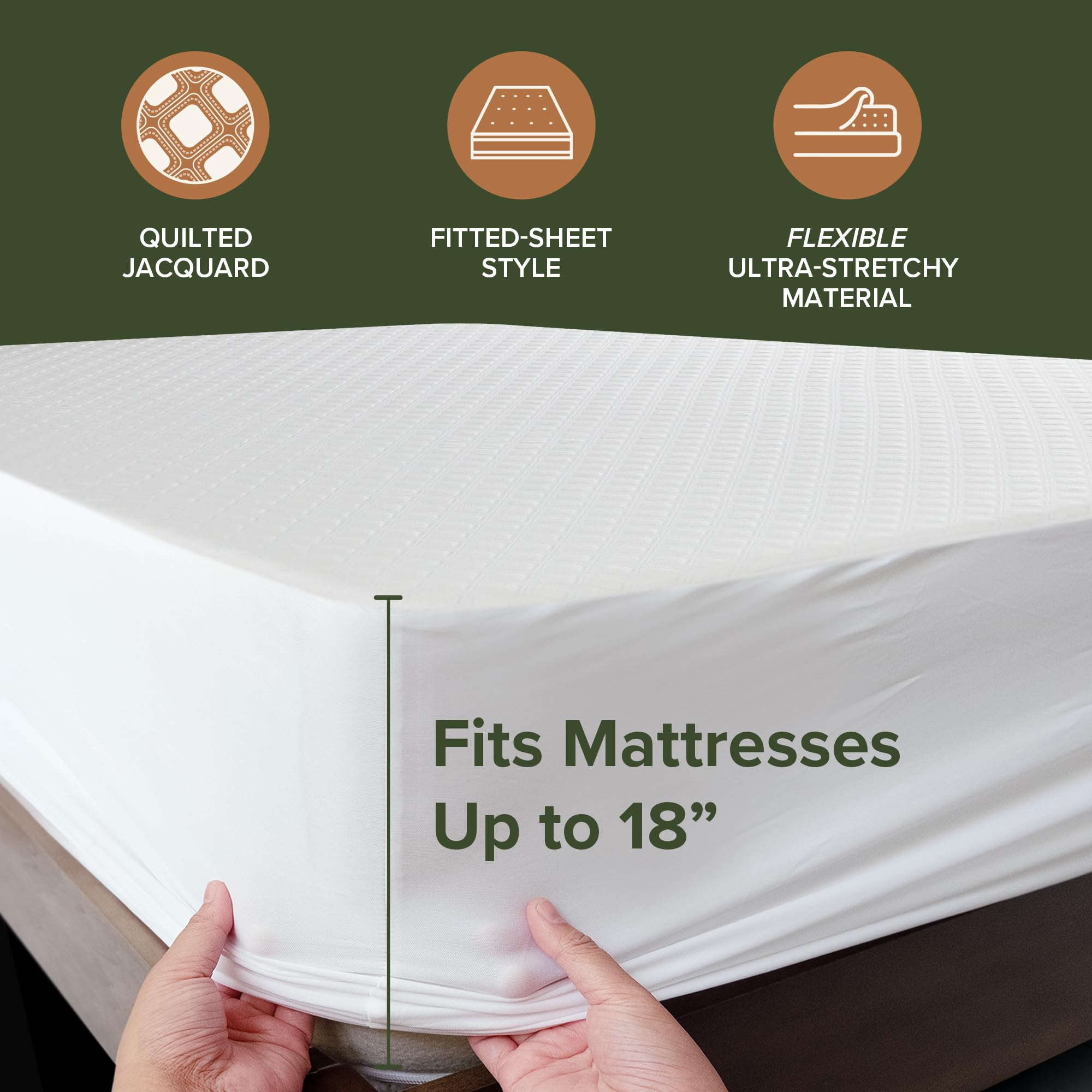 Beckham protector with deep pockets keeps a flat, secure surface during the night.