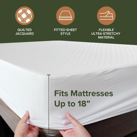 Beckham protector with deep pockets keeps a flat, secure surface during the night.
