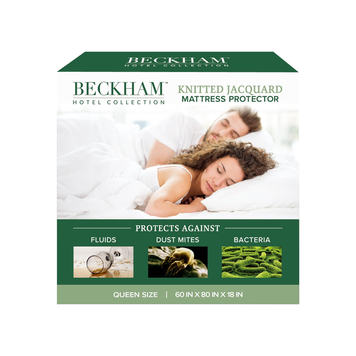 Beckham Hotel Collection mattress protector shows hotel-grade texture for premium comfort.