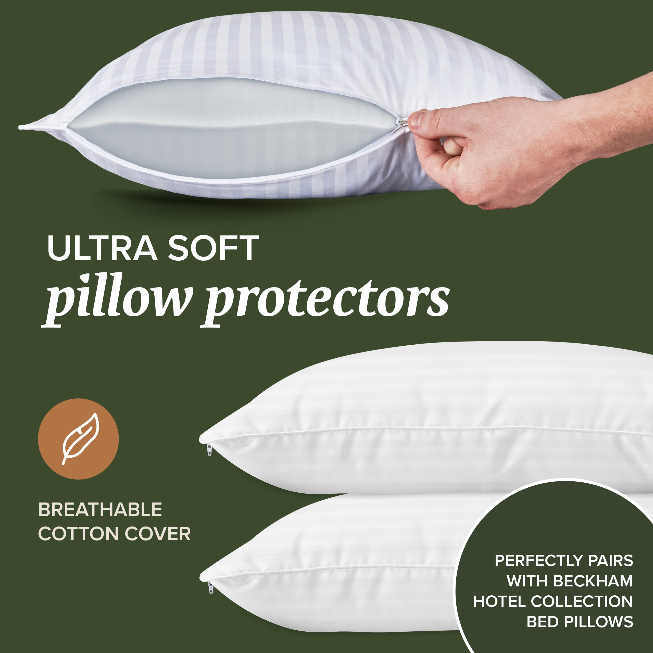Beckham pillow protector in soft, breathable cotton for comfortable nights.