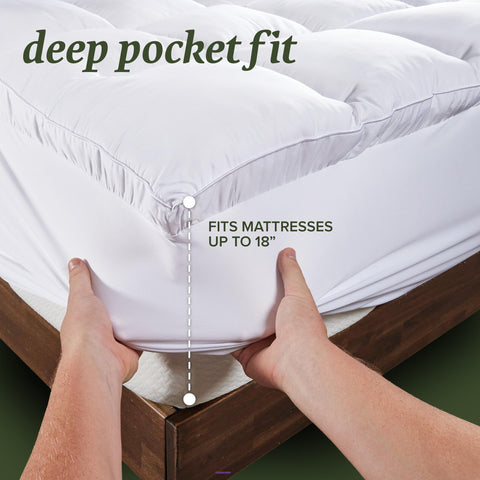 Beckham Hotel Collection queen pad fitted edge secures with elastic for snug fit.