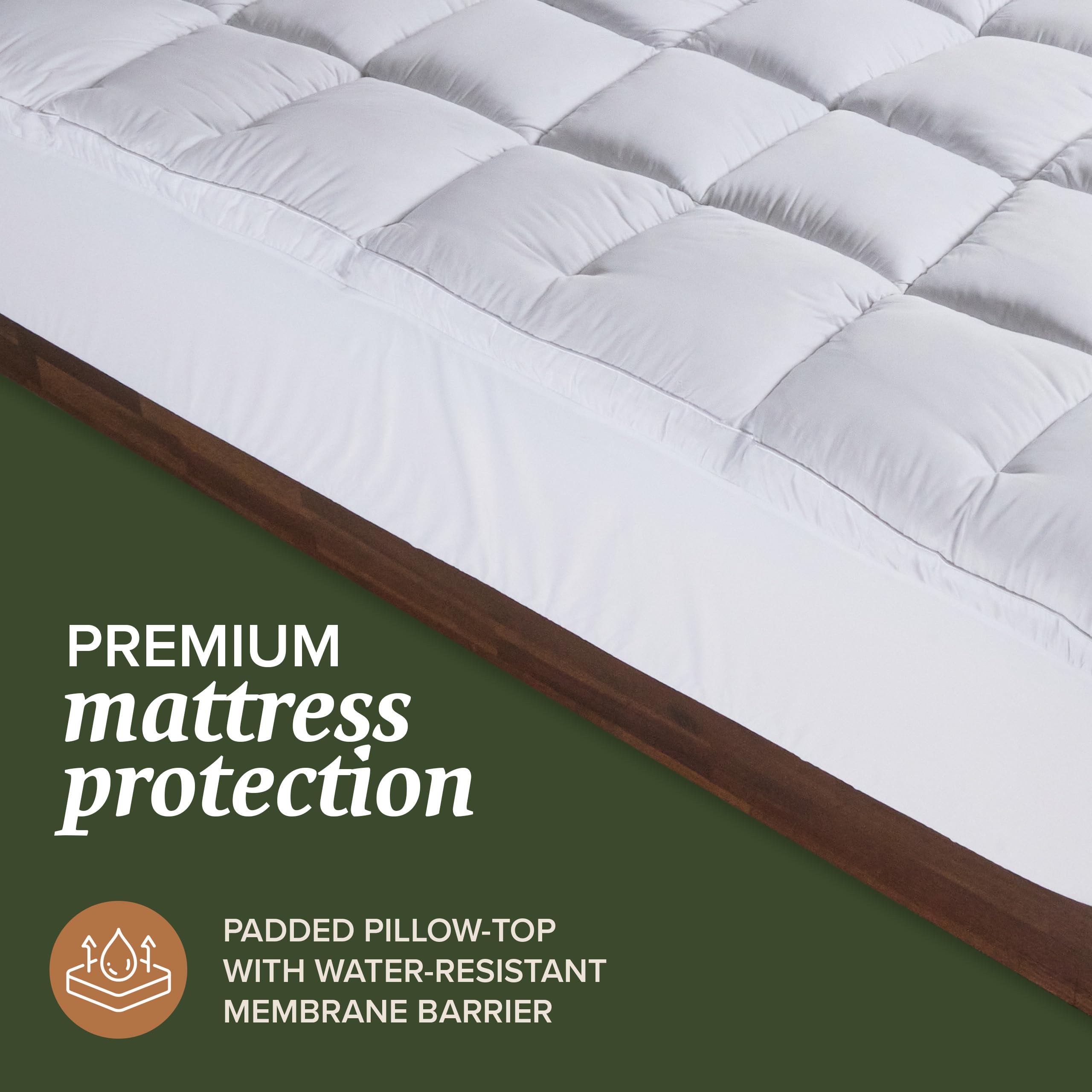 Beckham queen mattress pad plush padding detail enhances cozy sleep feel.