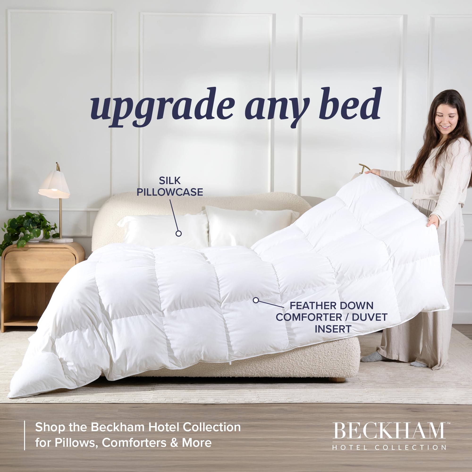 Beckham Hotel Collection silk pillow case, smoothing surface reduces sleep creases