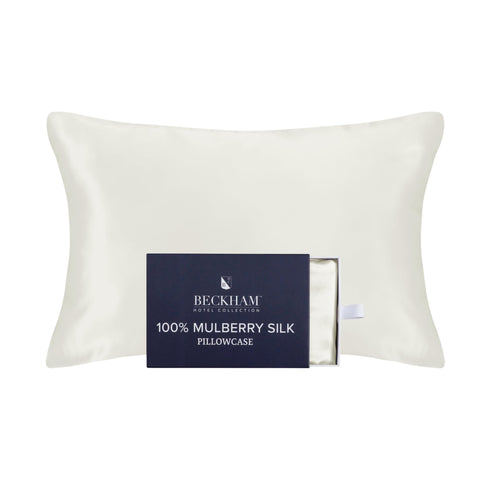 Beckham Hotel Collection silk pillow case with zipper, smooth surface for hair and skin protection