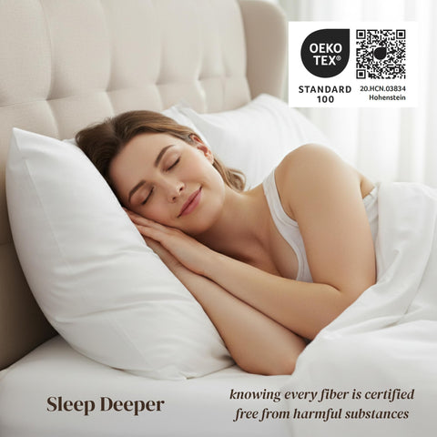 Beckham breathable cotton pillowcase helps with temperature regulation and moisture wicking.