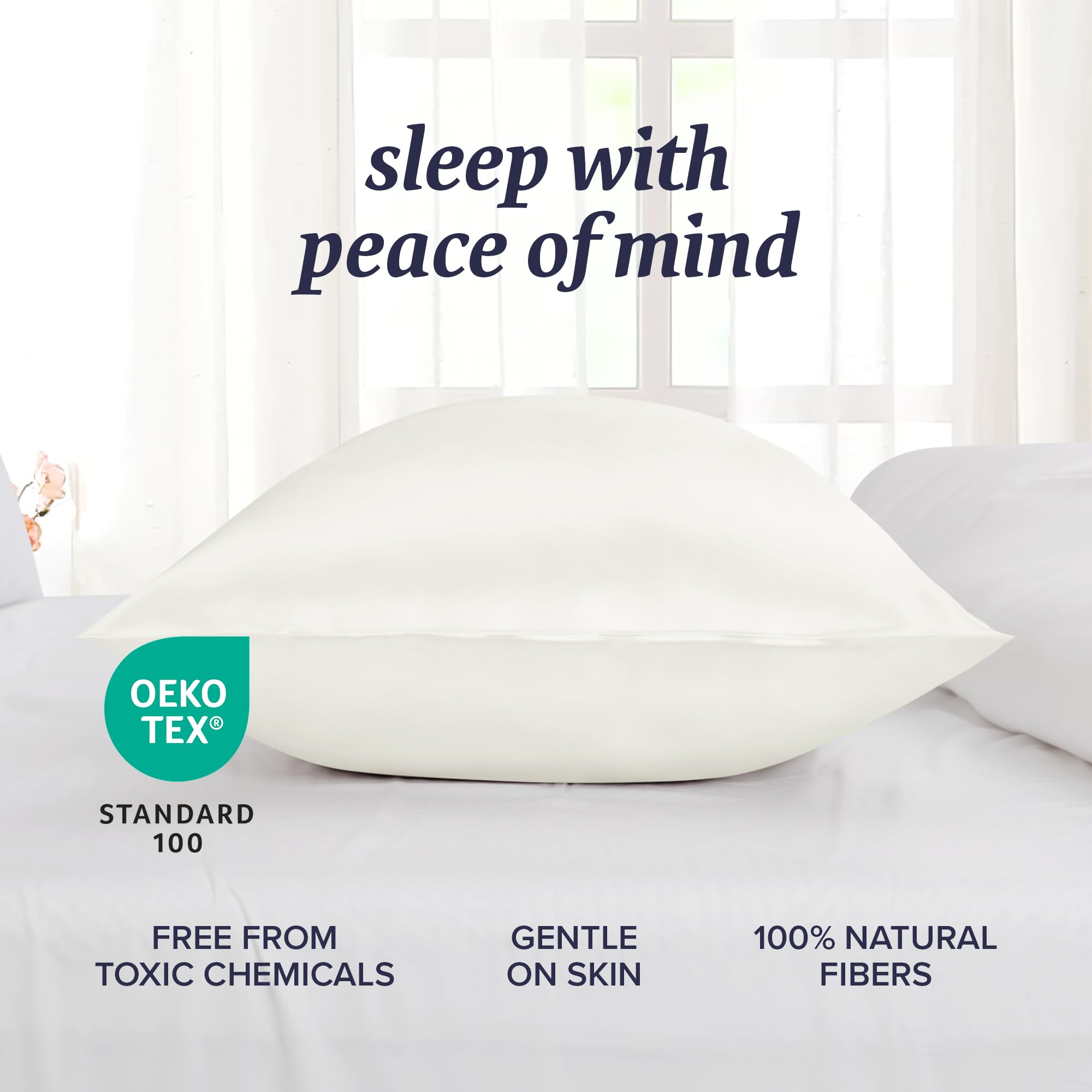 Beckham queen-size ivory silk pillow case, fits standard pillows securely