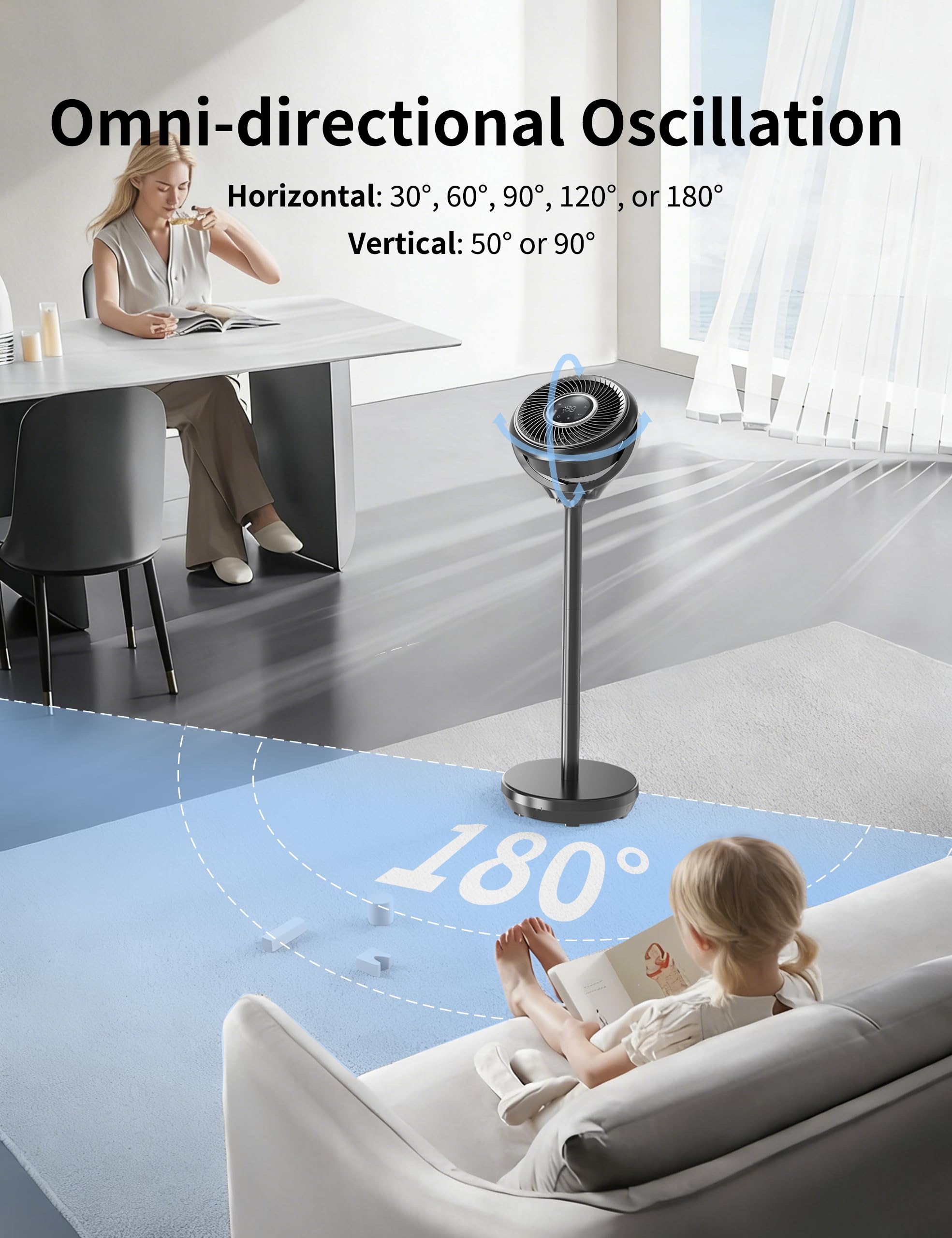 Becvtoz pedestal fan 15 speed settings for precise airflow